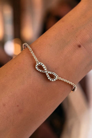 RHINESTONE PAVE INFINITY CHARM DELICATE CHAIN BRACELET