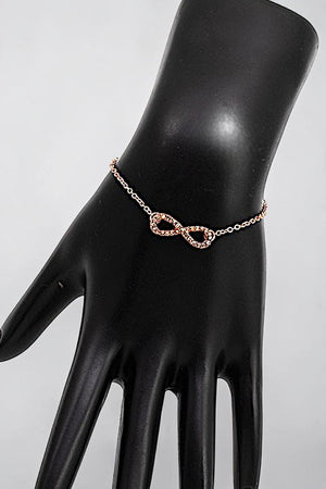 RHINESTONE PAVE INFINITY CHARM DELICATE CHAIN BRACELET