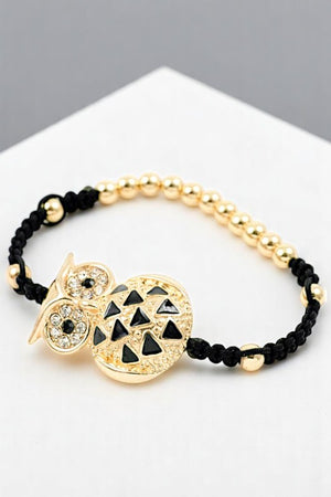 GEM ACCENT OWL BEADED BRACELET