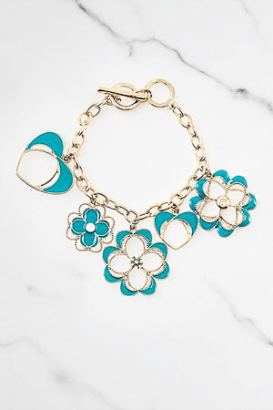 FLORAL CUT OUT DANGLE CHAIN BRACELET