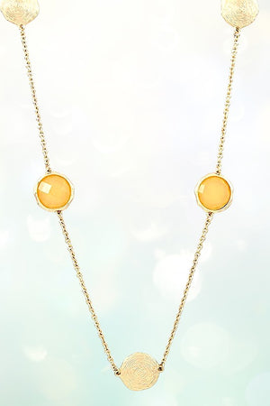 FACETED ROUND GEM STATION LONG NECKLACE SET