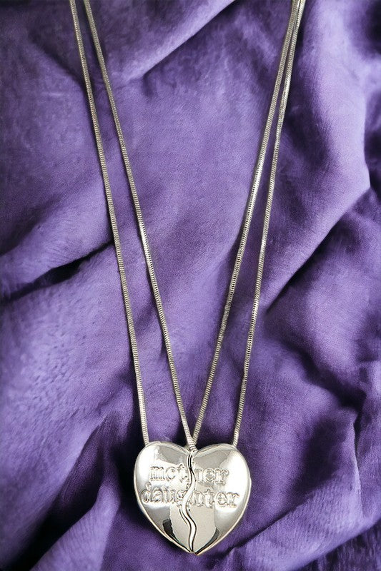 Mother Daughter Heart Pendant Necklace