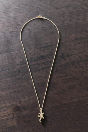 DELICATE GEMSTONE PAVE LIZARD PENDANT NECKLACE