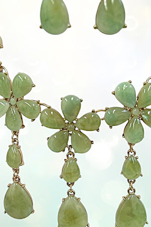 Floral Link Gemstone Necklace Set