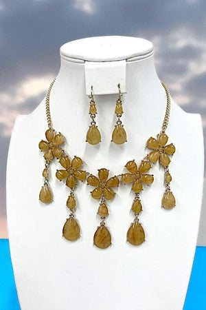 Floral Link Gemstone Necklace Set