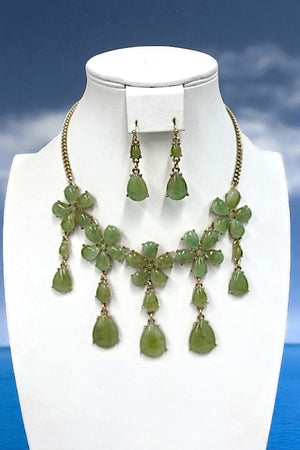 Floral Link Gemstone Necklace Set