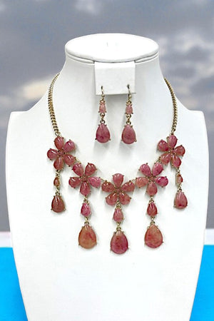 Floral Link Gemstone Necklace Set