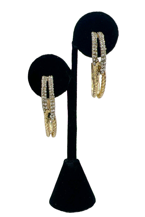 Rhinestone Pave Semi Hoop Earring