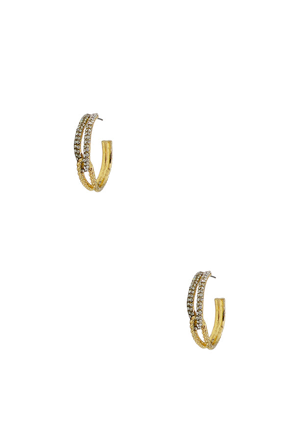 Rhinestone Pave Semi Hoop Earring