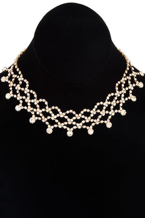 Rhinestone Paved Net Detailed Choker Necklace