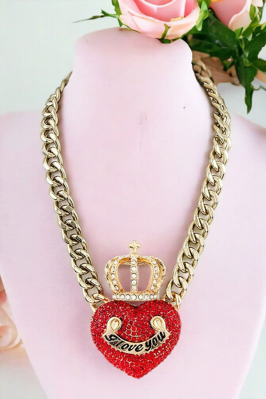 Crown Heart Chain Necklace