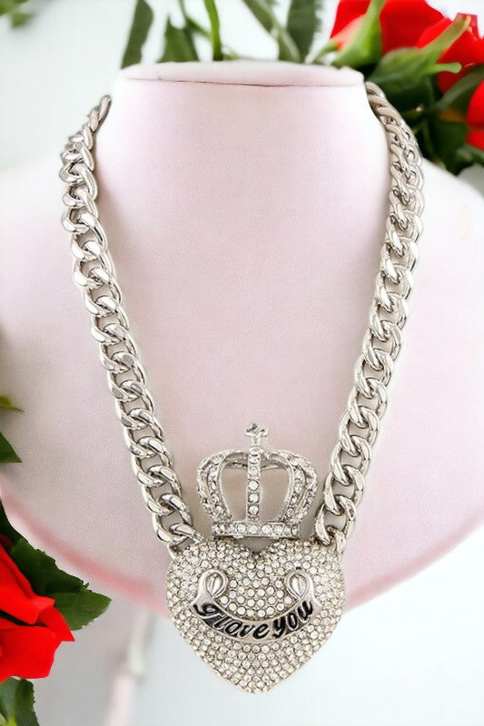 Crown Heart Chain Necklace