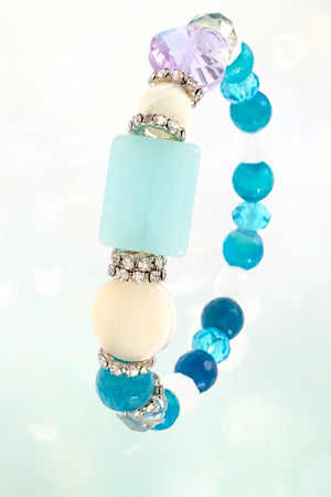 Crystal Stone and Mix Beads Stretch Bracelet