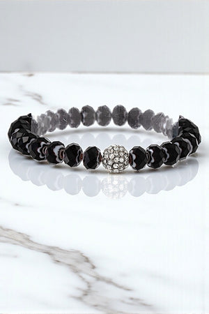 FACETED BEAD GEM PAVE BALL ACCENT BRACELET