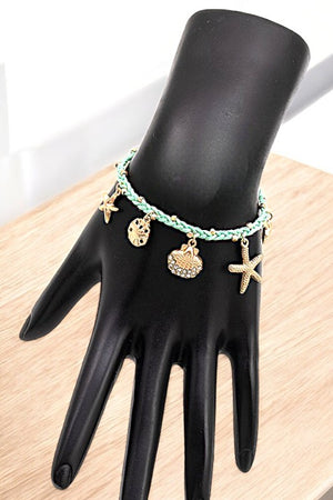 SEA LIFE CHARM BEAD WOVEN BRACELET