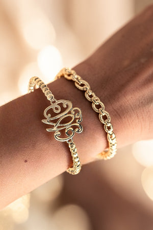 MONOGRAM ACCENT BEADED STRETCH BRACELET