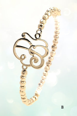 MONOGRAM ACCENT BEADED STRETCH BRACELET
