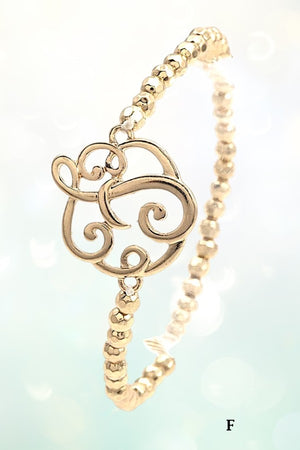 MONOGRAM ACCENT BEADED STRETCH BRACELET