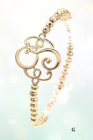 MONOGRAM ACCENT BEADED STRETCH BRACELET
