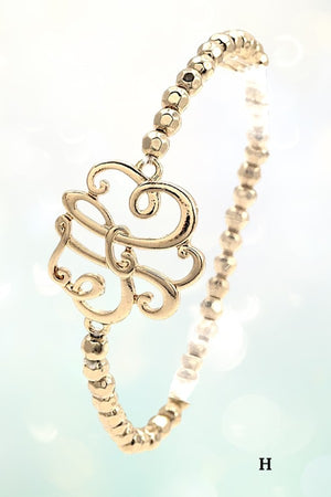 MONOGRAM ACCENT BEADED STRETCH BRACELET