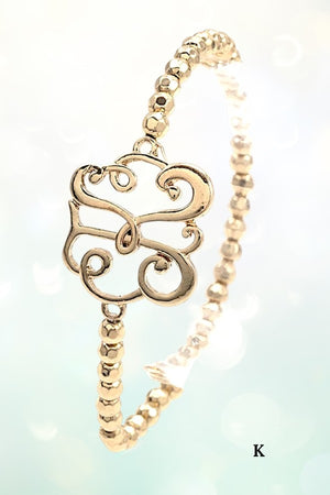 MONOGRAM ACCENT BEADED STRETCH BRACELET