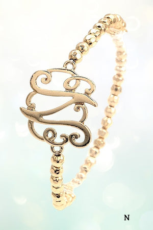 MONOGRAM ACCENT BEADED STRETCH BRACELET