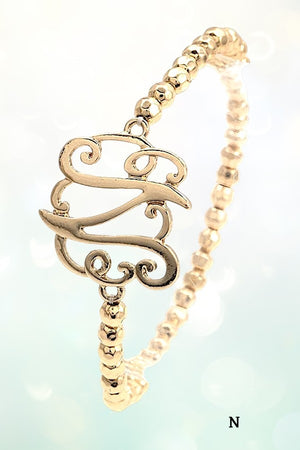 MONOGRAM ACCENT BEADED STRETCH BRACELET