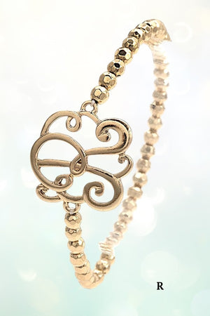 MONOGRAM ACCENT BEADED STRETCH BRACELET