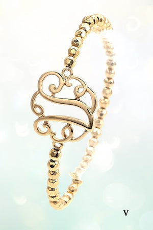 MONOGRAM ACCENT BEADED STRETCH BRACELET