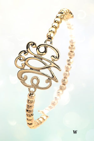 MONOGRAM ACCENT BEADED STRETCH BRACELET