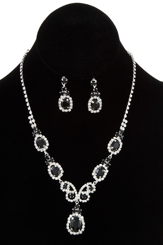 RHINESTONE AND GEM LINK EVENING NECKLACE SETS