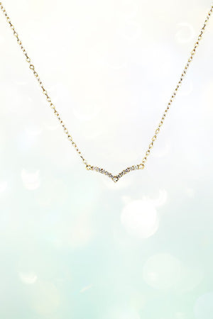 CZ GEMSTONE PAVE CHEVRON V PENDANT NECKLACE