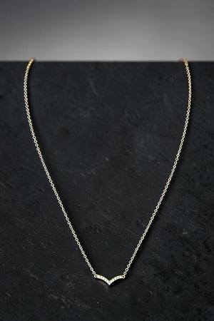 CZ GEMSTONE PAVE CHEVRON V PENDANT NECKLACE