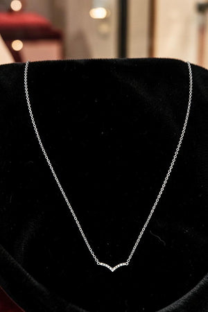 CZ GEMSTONE PAVE CHEVRON V PENDANT NECKLACE