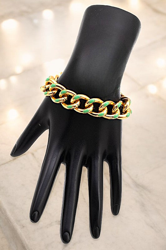 COLOR POP EDGED CHAIN BRACELET