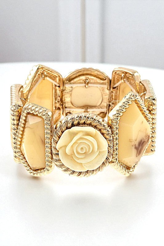 FAUX STONE ROSE ACCENT BRACELET
