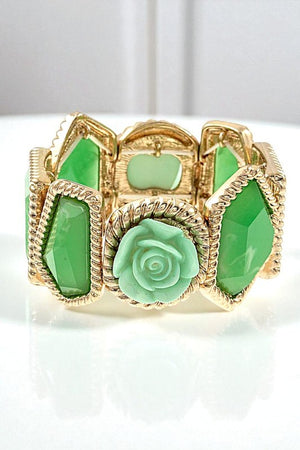FAUX STONE ROSE ACCENT BRACELET