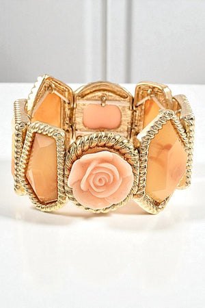 FAUX STONE ROSE ACCENT BRACELET
