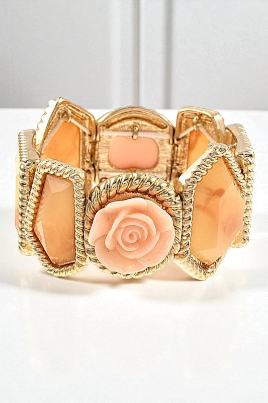 FAUX STONE ROSE ACCENT BRACELET