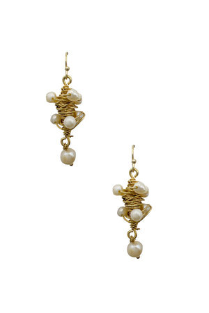 Wired Wrapped Pearl Dangle Earring