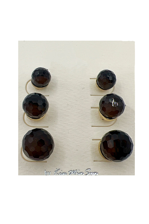 Faceted Orb Post Earring Set