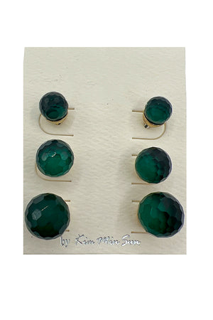 Faceted Orb Post Earring Set