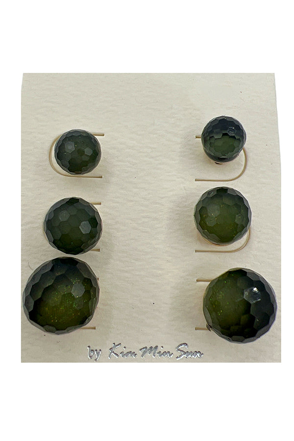 Faceted Orb Post Earring Set