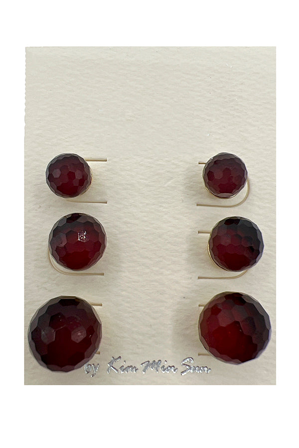 Faceted Orb Post Earring Set