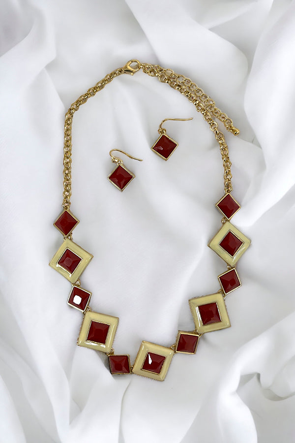 Square Framed Gen Link Necklace Set