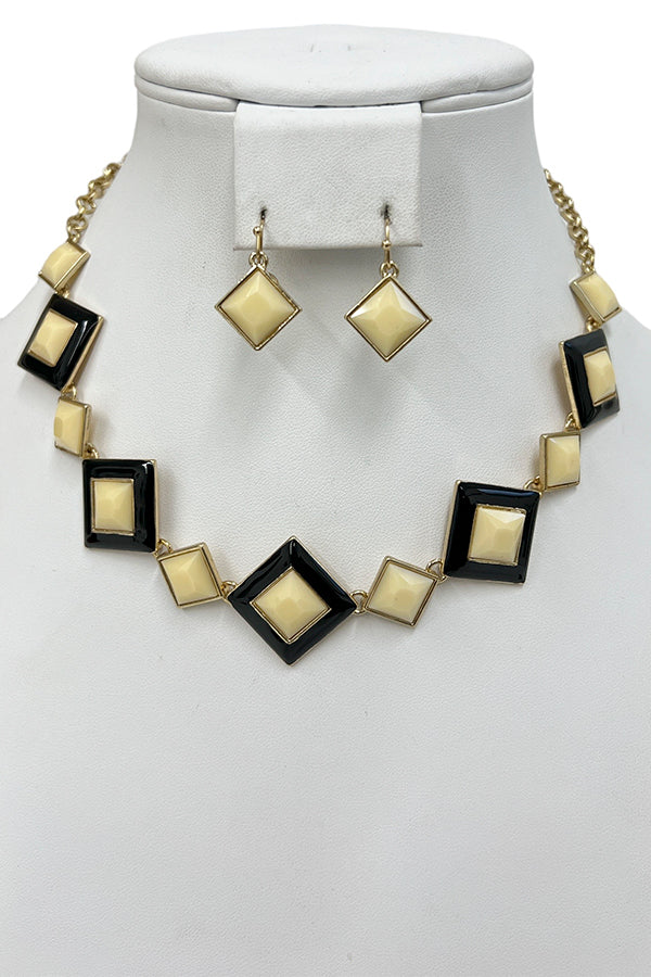 Square Framed Gen Link Necklace Set