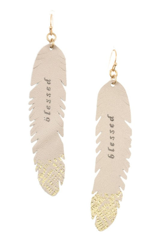 THIN LEAF BLESSED ACCENT EARRING