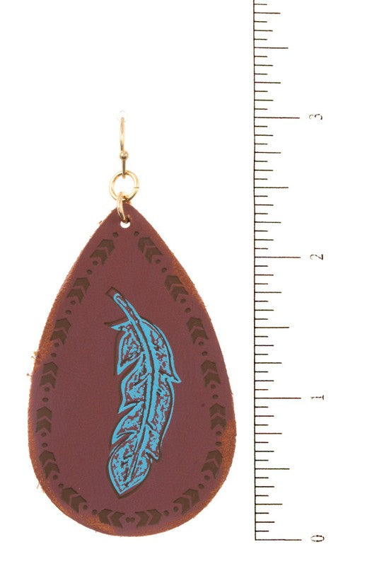 ETCHED FEATHER TEARDROP EARRING