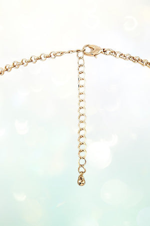 RHINESTONE FRAMED ROUND GEM LINK NECKLACE EARRING SET