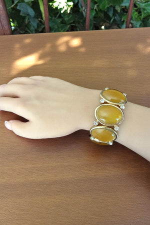 OVAL GEMSTONE LINK STRETCH BRACELET
